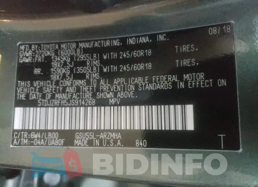 5TDJZRFH5JS914268 Photo# 13