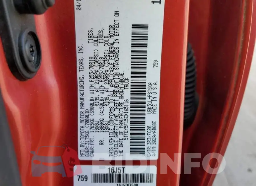 5TFEY5F15EX165116 Photo# 13