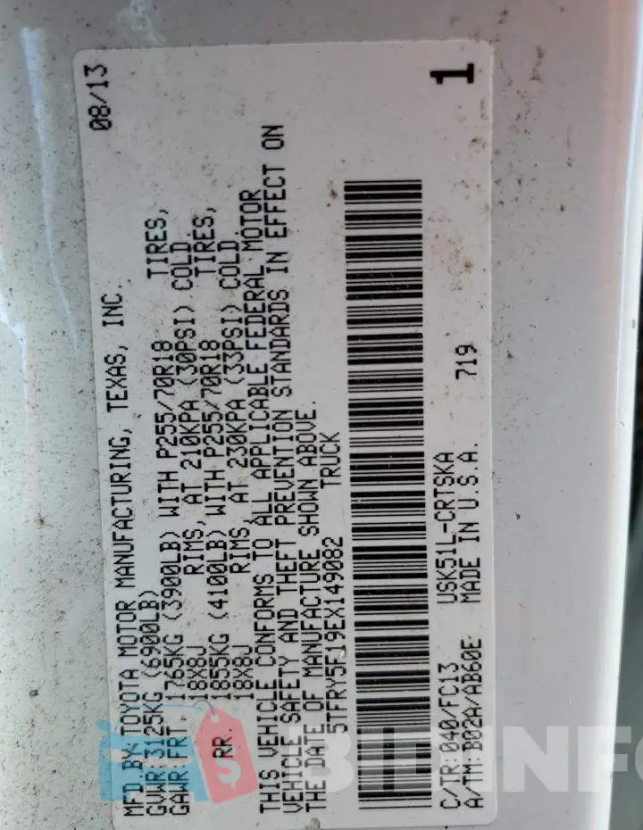 5TFRY5F19EX149082 Photo# 10
