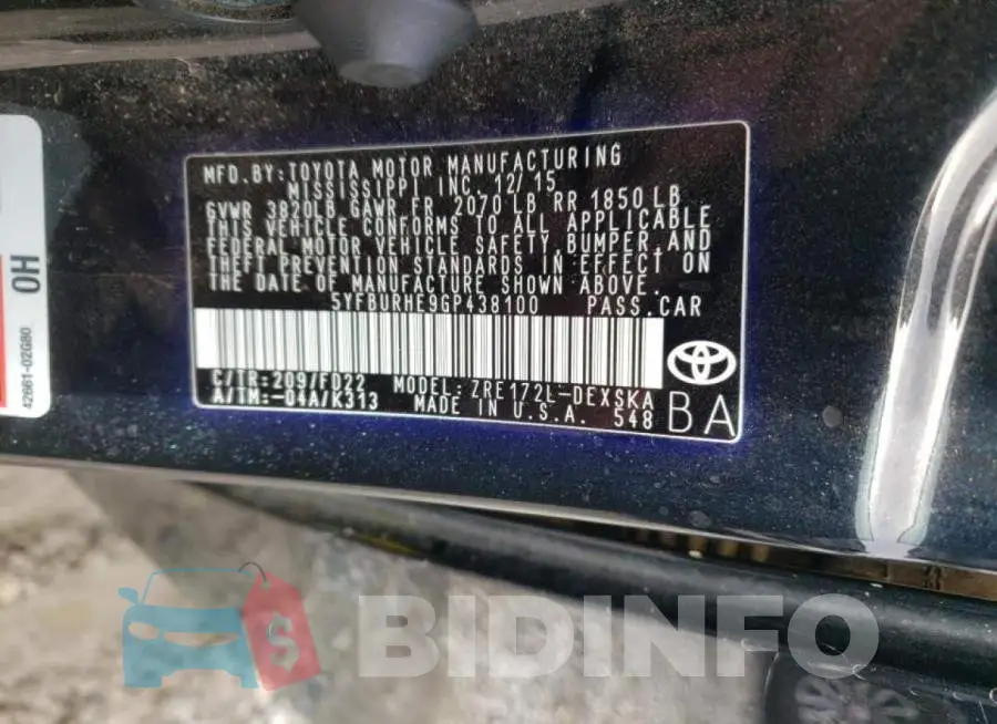5YFBURHE9GP438100 Photo# 10