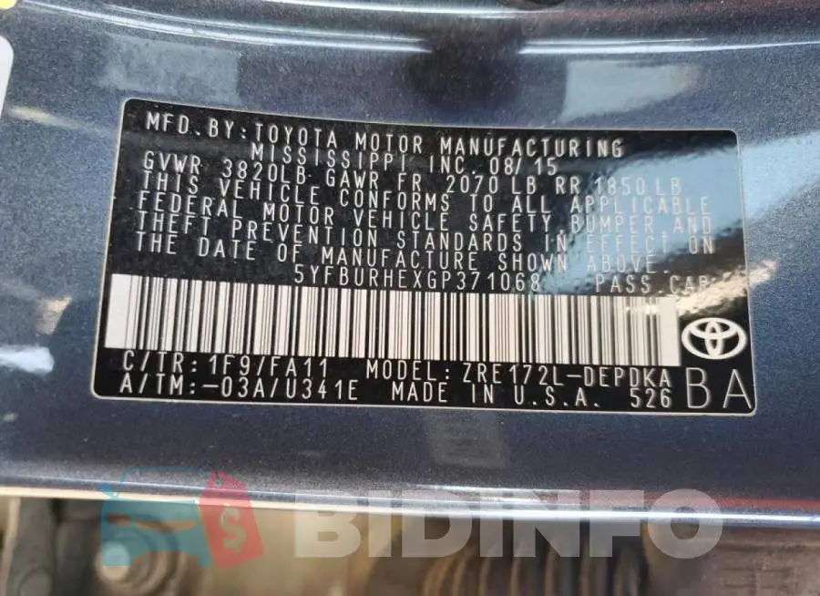 5YFBURHEXGP371068 Photo# 12