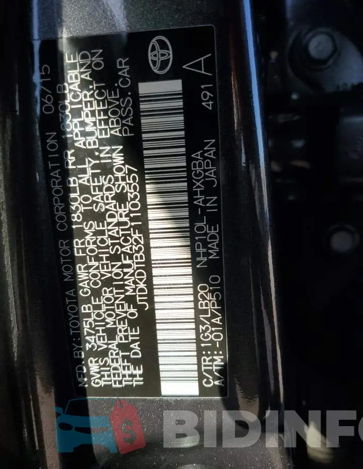 JTDKDTB32F1103557 Photo# 12