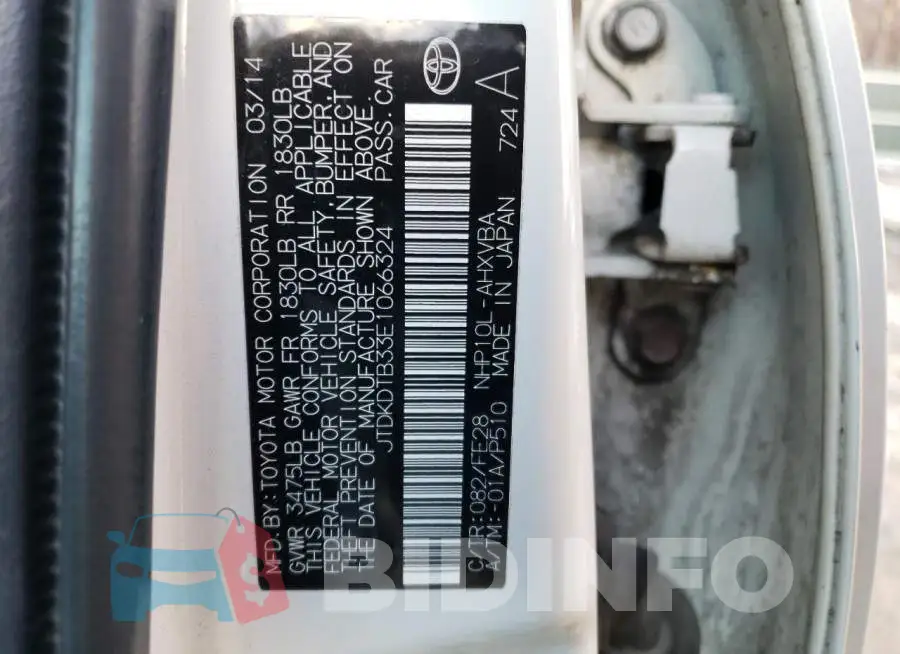 JTDKDTB33E1066324 Photo# 12