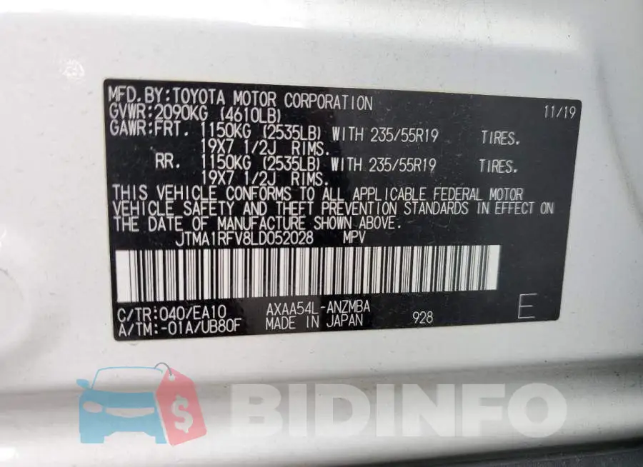 JTMA1RFV8LD052028 Photo# 10
