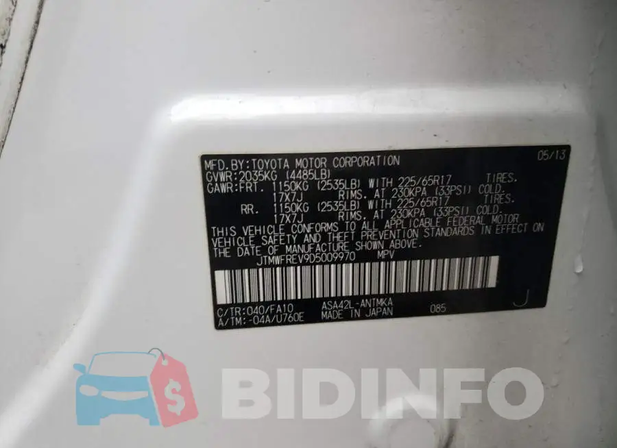 JTMWFREV9D5009970 Photo# 13