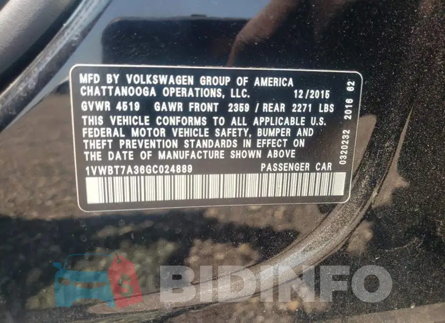 1VWBT7A36GC024889 Photo# 10