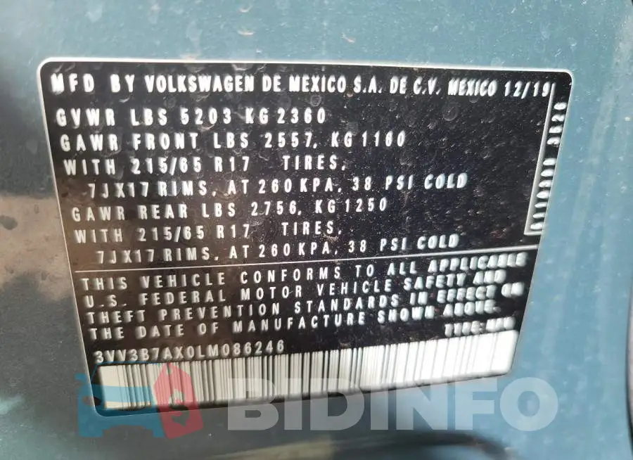 3VV3B7AX0LM086246 Photo# 10