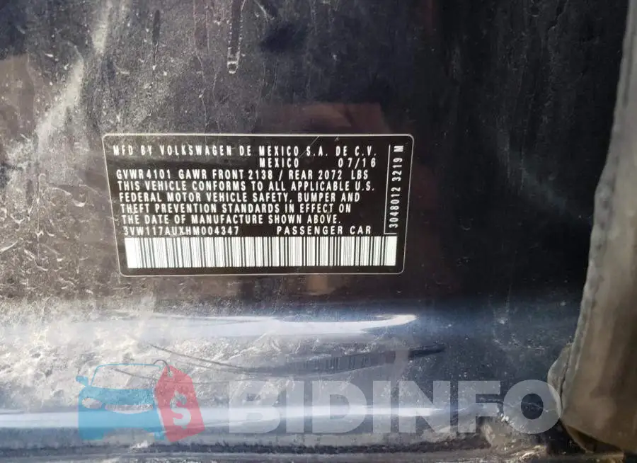 3VW117AUXHM004347 Photo# 12