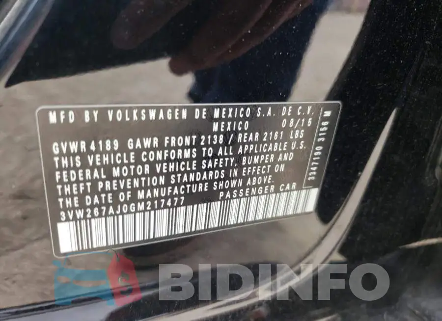 3VW267AJ0GM217477 Photo# 10