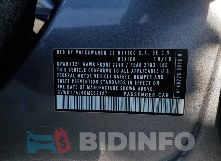 3VWD17AJ6GM252127 Photo# 12