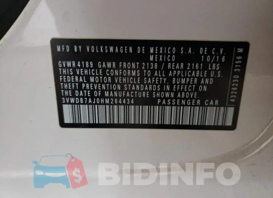 3VWDB7AJ0HM264434 Photo# 12