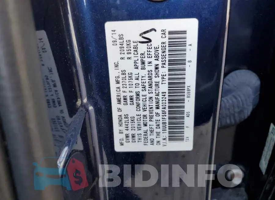 19UUB1F56FA003249 Photo# 10