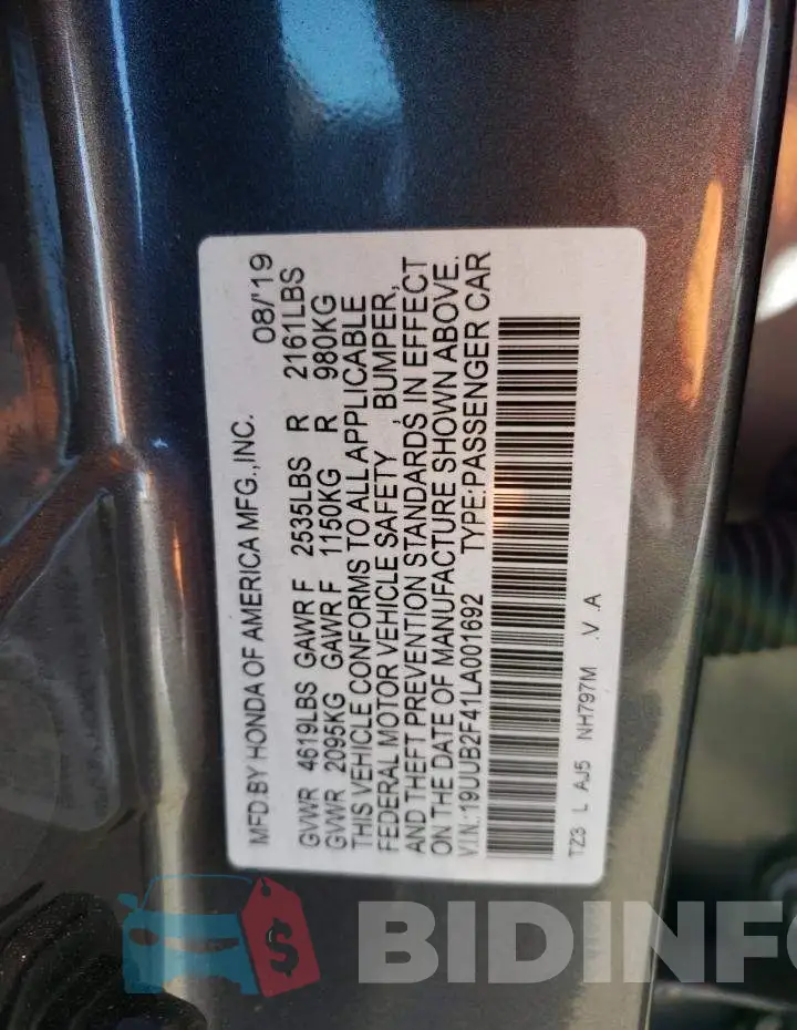 19UUB2F41LA001692 Photo# 12