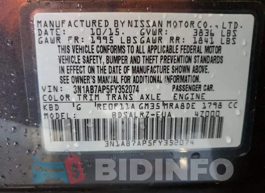 3N1AB7AP5FY352074 Photo# 12