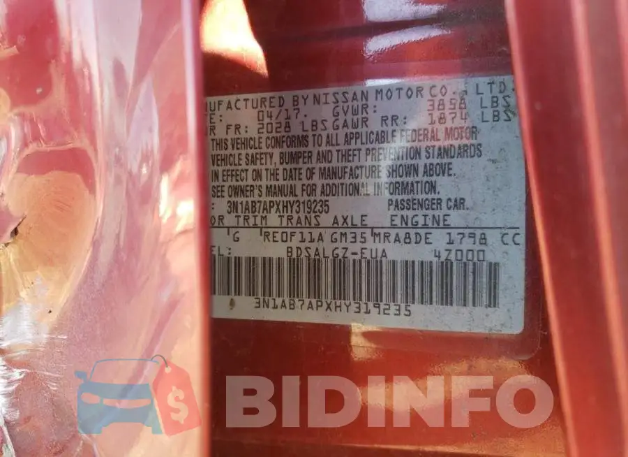 3N1AB7APXHY319235 Photo# 12