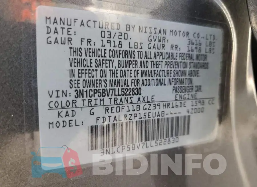 3N1CP5BV7LL522830 Photo# 10