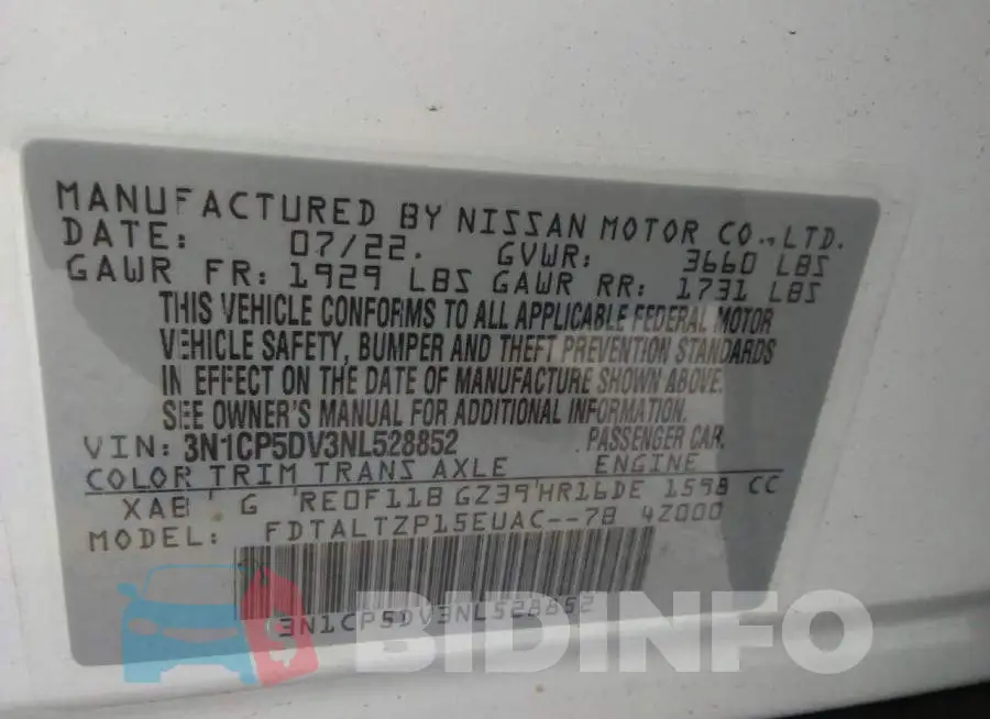 3N1CP5DV3NL528852 Photo# 10