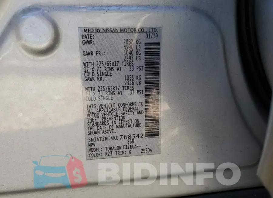 5N1AT2MT4KC768542 Photo# 13