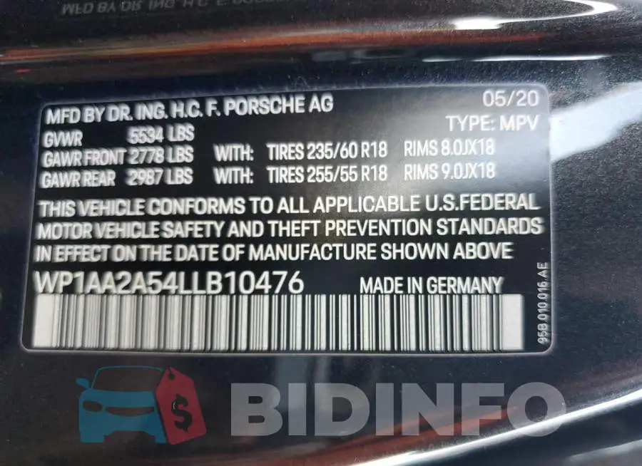 WP1AA2A54LLB10476 Photo# 10