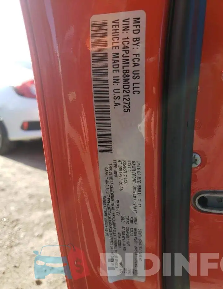 1C4PJMLB8MD212725 Photo# 10