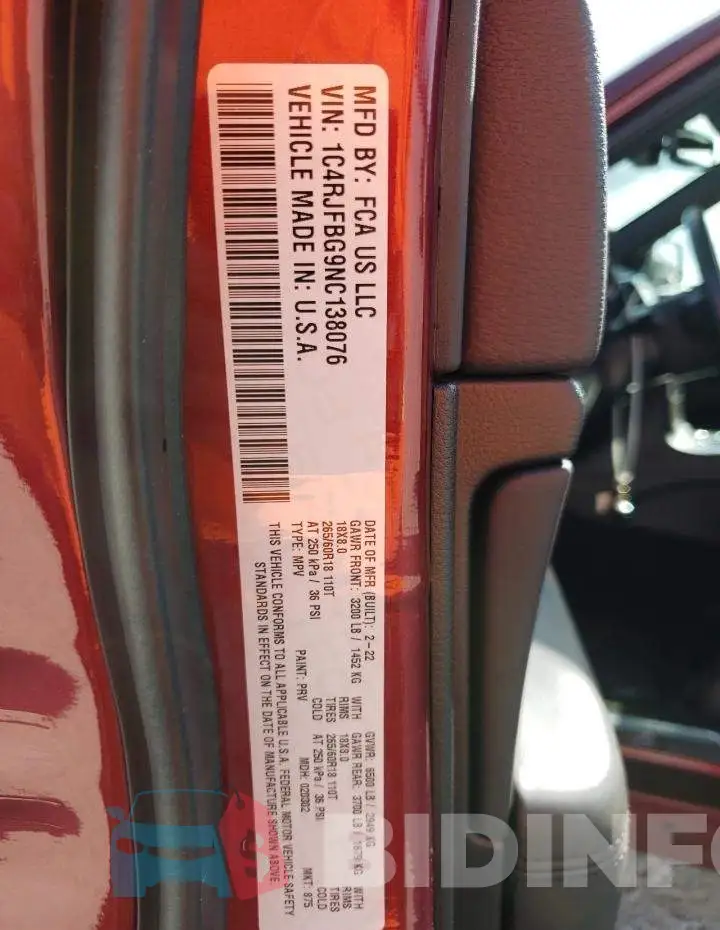 1C4RJFBG9NC138076 Photo# 13
