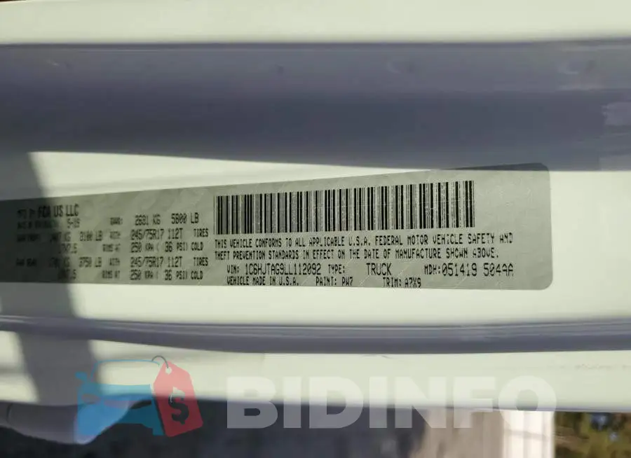 1C6HJTAG9LL112092 Photo# 10