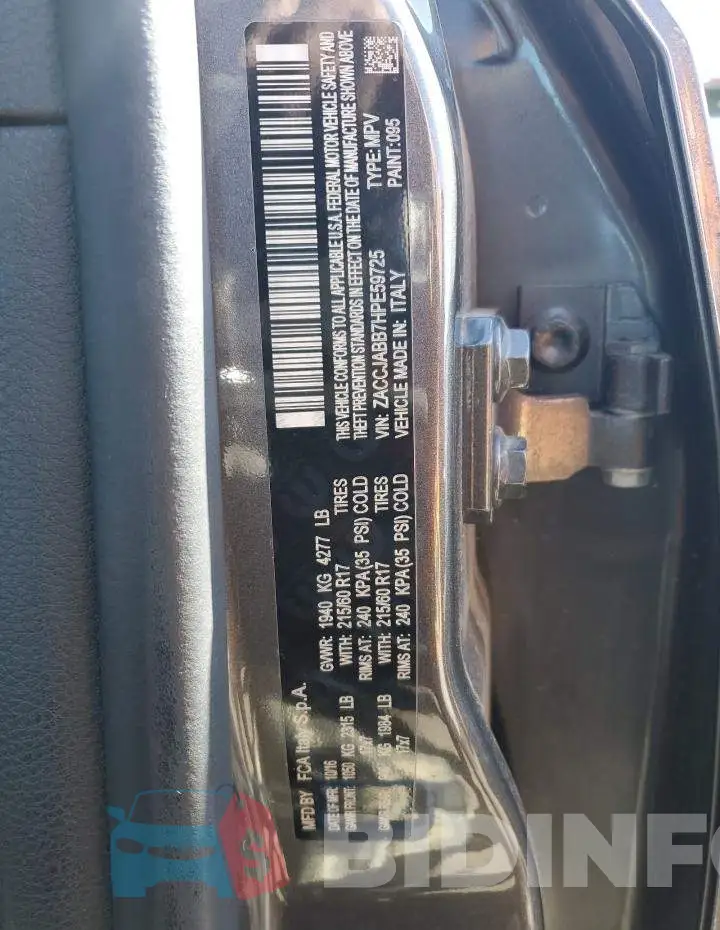 ZACCJABB7HPE59725 Photo# 10