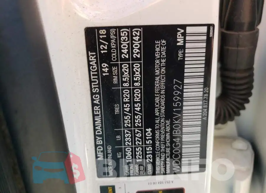 WDC0G4JB0KV159927 Photo# 10
