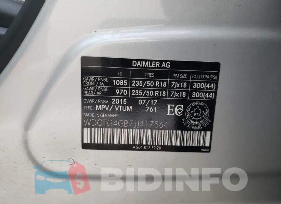 WDCTG4GB7JJ417564 Photo# 14
