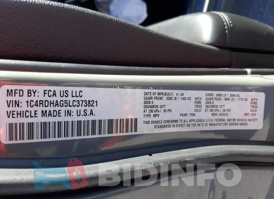 1C4RDHAG5LC373821 Photo# 14