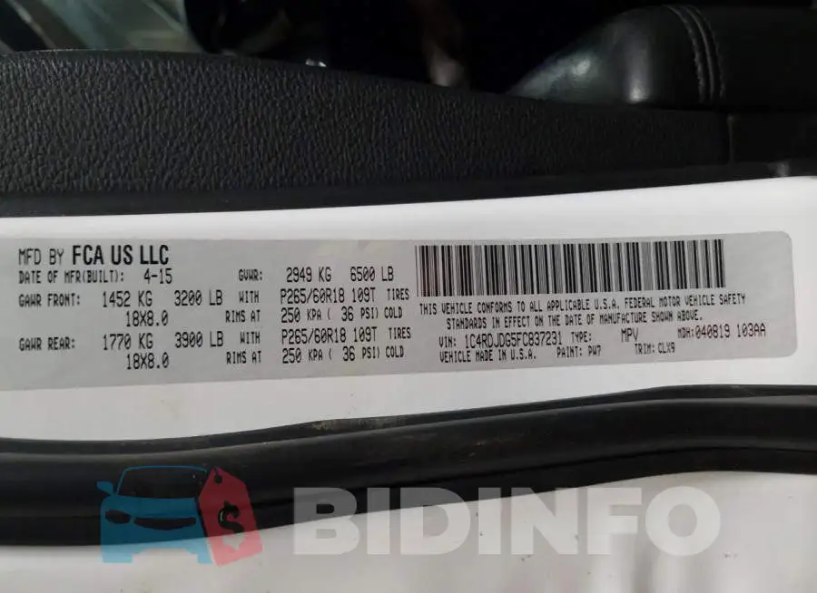 1C4RDJDG5FC837231 Photo# 13