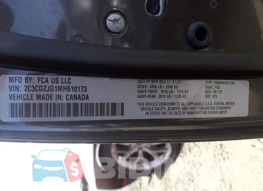 2C3CDZJG1MH610173 Photo# 10
