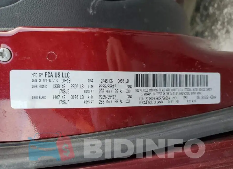 2C4RDGEG6KR790214 Photo# 13