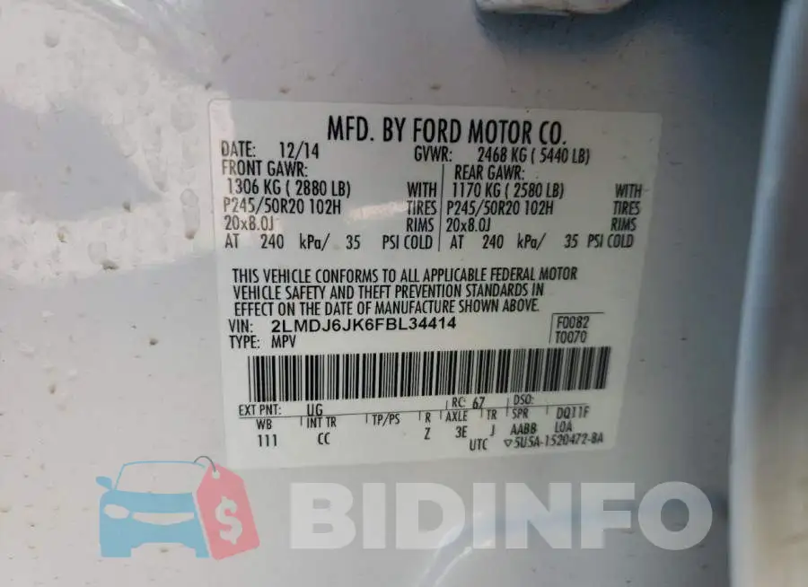 2LMDJ6JK6FBL34414 Photo# 14