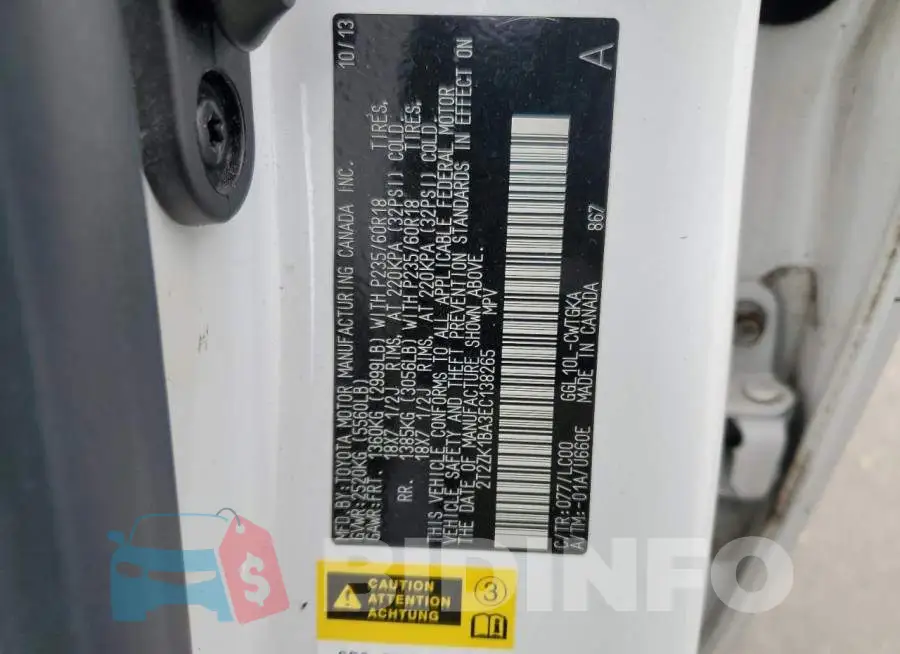 2T2ZK1BA3EC138265 Photo# 13