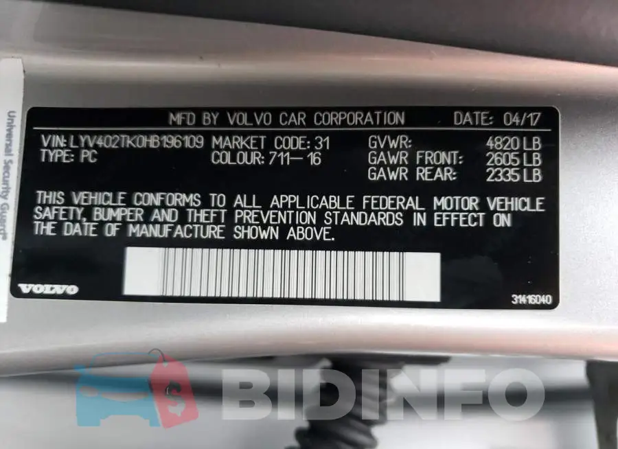 LYV402TK0HB196109 Photo# 12
