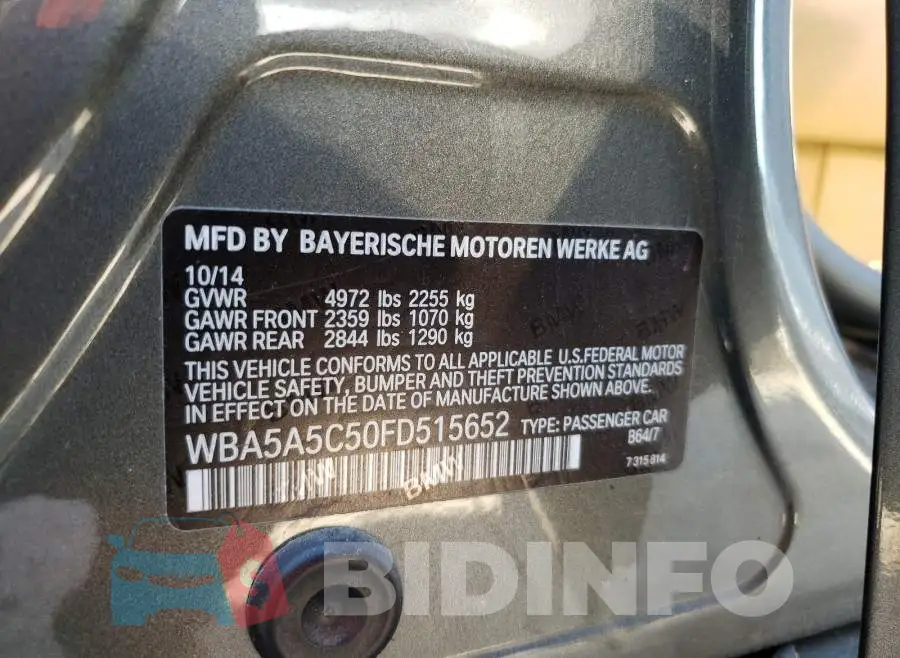 WBA5A5C50FD515652 Photo# 10