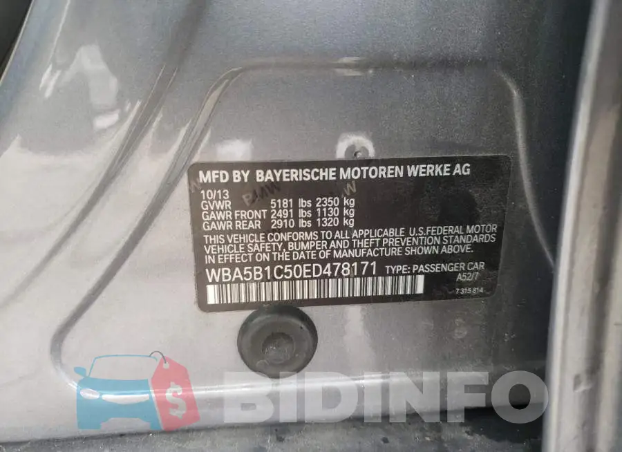 WBA5B1C50ED478171 Photo# 12