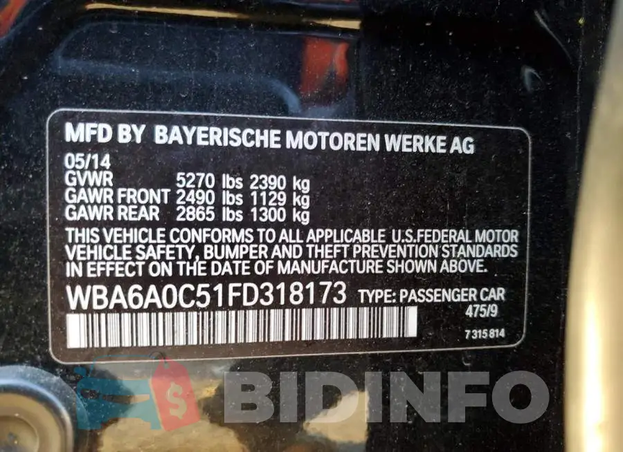 WBA6A0C51FD318173 Photo# 13