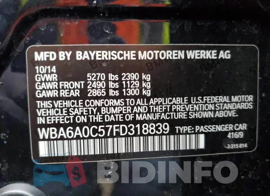 WBA6A0C57FD318839 Photo# 12