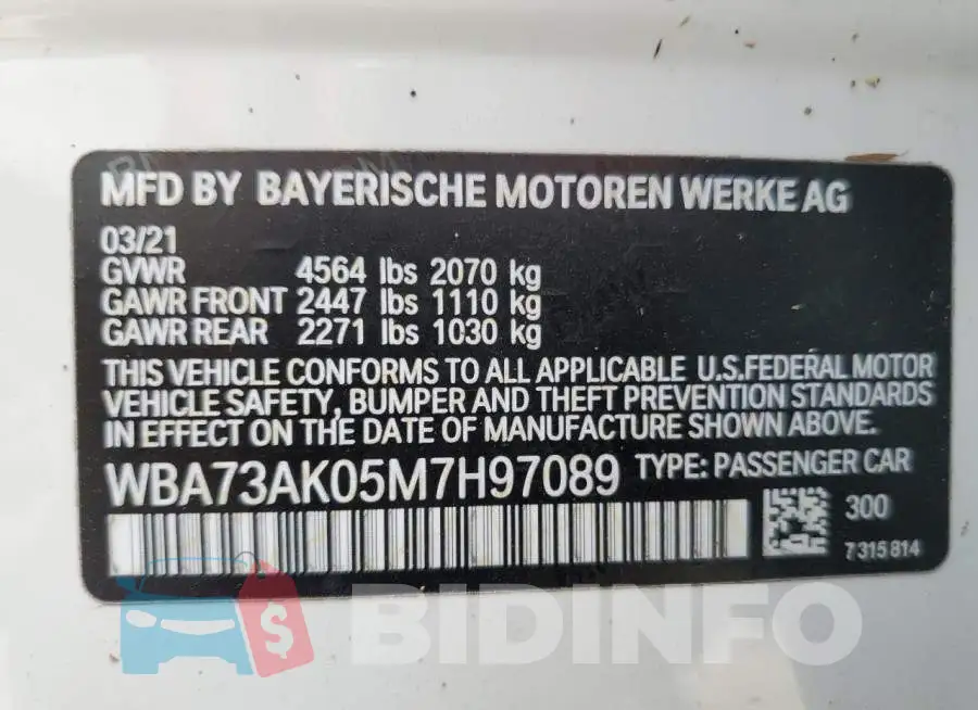 WBA73AK05M7H97089 Photo# 10