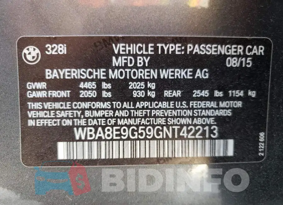 WBA8E9G59GNT42213 Photo# 10