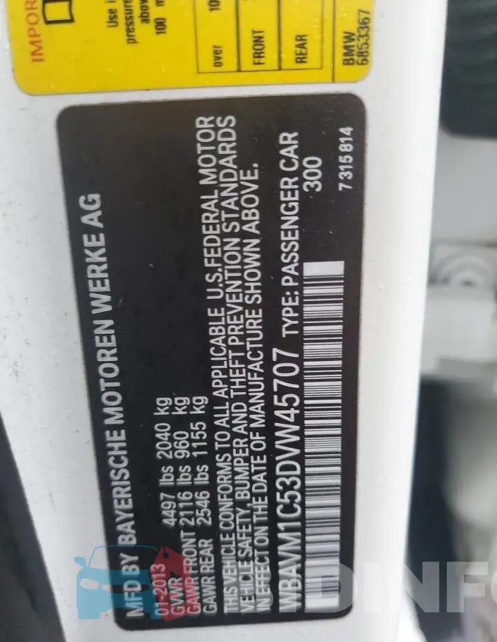 WBAVM1C53DVW45707 Photo# 12