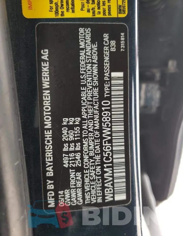 WBAVM1C56FVW58910 Photo# 12