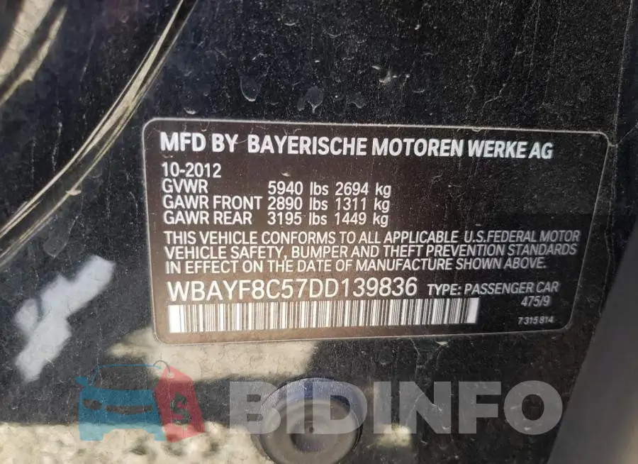 WBAYF8C57DD139836 Photo# 13