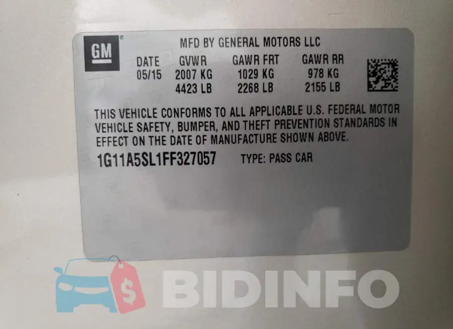 1G11A5SL1FF327057 Photo# 12