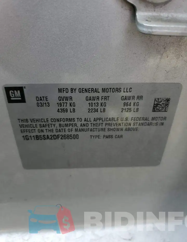1G11B5SA2DF268500 Photo# 10