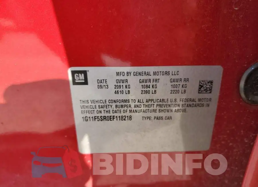 1G11F5SR0EF118218 Photo# 12
