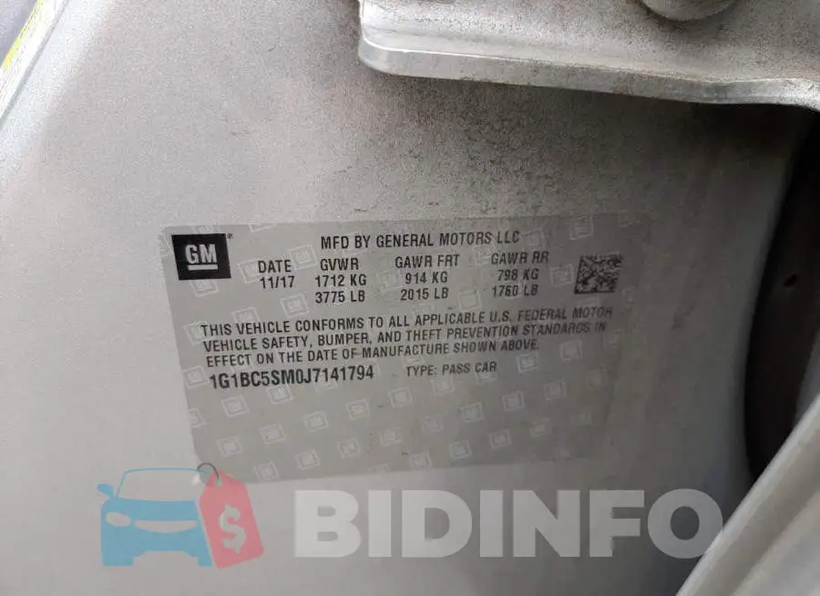 1G1BC5SM0J7141794 Photo# 9