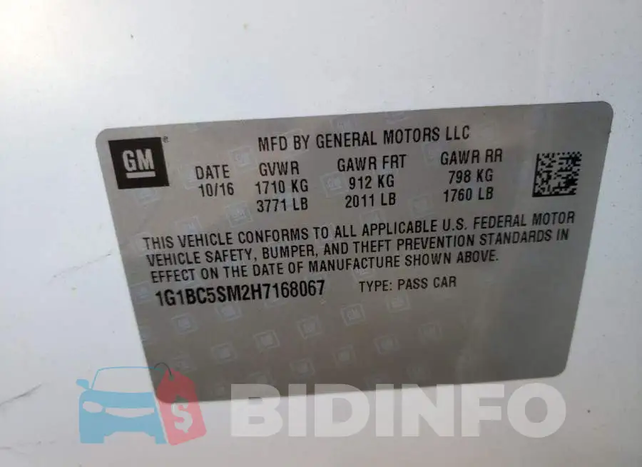1G1BC5SM2H7168067 Photo# 10